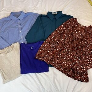 Van Heusen Women's Long Sleeve Blue Gingham Shirt Size XL Plus 4 Others‎